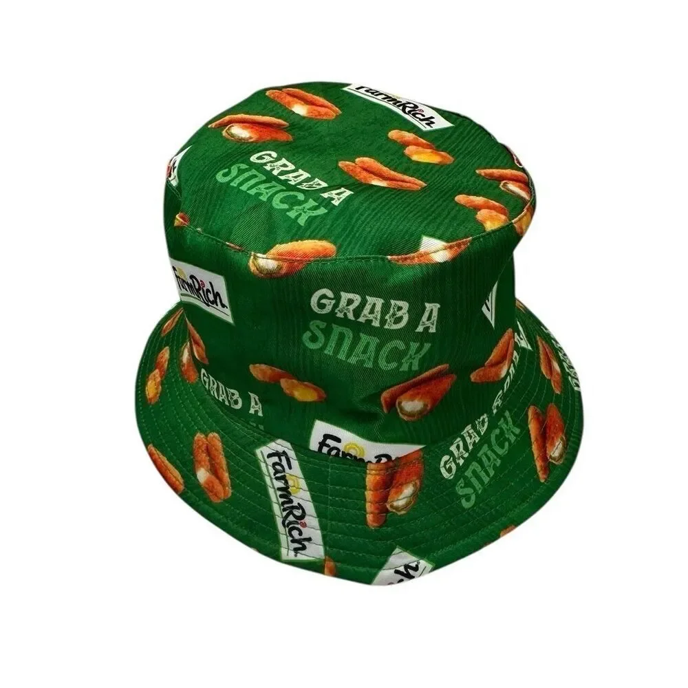 New Farm Rich Promotional Bucket Hat Green Never Worn 8 Inch Head Measurement